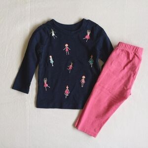 mixed brands long sleeve graphic shirt & leggings outfit set 9 months baby girl